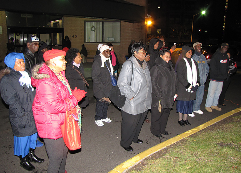 The New Community Gospel Choir led the singing of Christmas carols at NCC Commons Senior’s annual tree lighting at 140 South Orange Ave. in Newark. Building residents and the NCC Health and Social Services Department also participated.