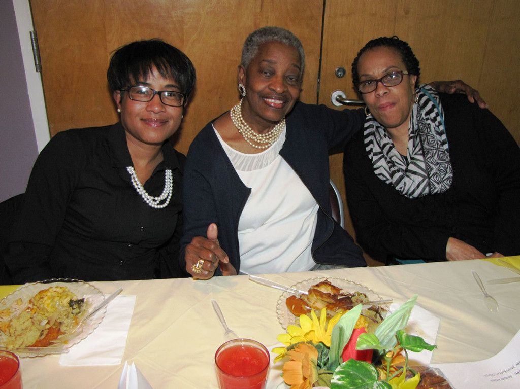 Three ladies from Metropolitan Baptist Church in Newark who volunteer at the Extended Care Facility enjoy their meals at the annual Volunteer Appreciation Dinner.