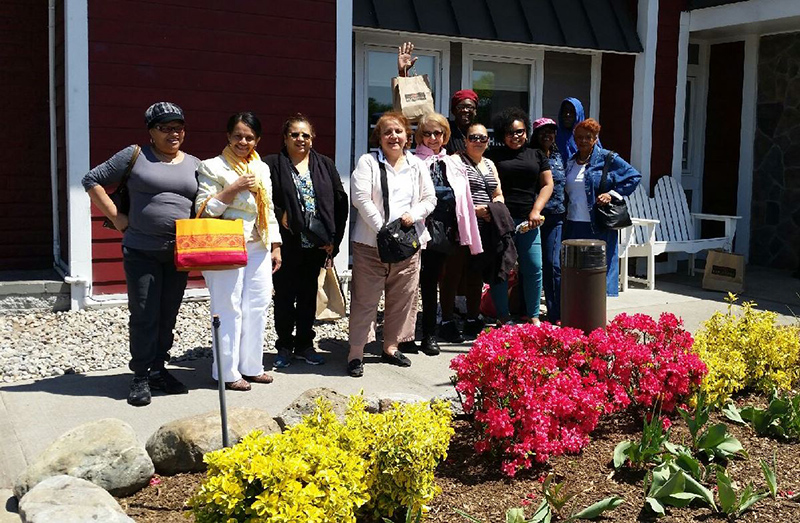 Residents of New Community Douglas Homes, located at 15 Hill St. in Newark, took advantage of the spring-like weather on a recent day and went on a dine-and-shop excursion to the Union Plaza Shopping Center in Union. The group also enjoyed lunch at Red Lobster on the trip, which was organized by NCC Health and Social Services.  Photo courtesy of Angeli Martinez.