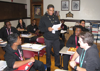 Byron Simmons, a junior, in his American history class at St. Benedict’s Prep, an all-boys school in Newark.