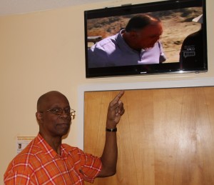 Each resident has access to a new television that includes a special remote speaker system.