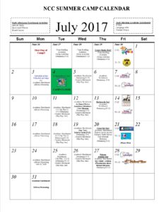 NCC Summer Camp Calendar17-July