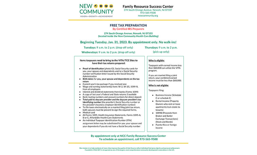You are currently viewing New Community Family Resource Success Center Offers Free Tax Prep