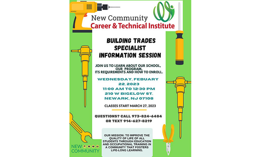 You are currently viewing Attend New Community Career & Technical Institute’s Building Trades Specialist Info Session on Feb. 22