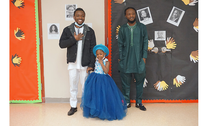 CHELC Cultural Diversity Day 2-22-2023 Girl with dad and uncle from Nigeria for web