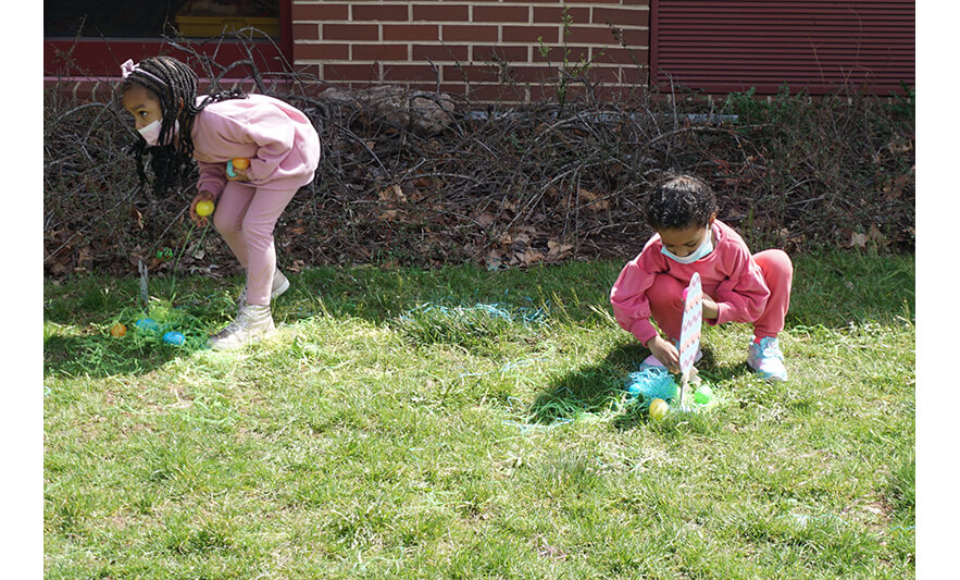 CHELC Easter and Family Fun Day 4-6-2023 Girls in pink getting eggs for web