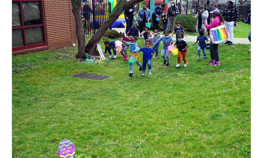 CHELC Easter and Family Fun Day 4-6-2023 Group running for eggs for web
