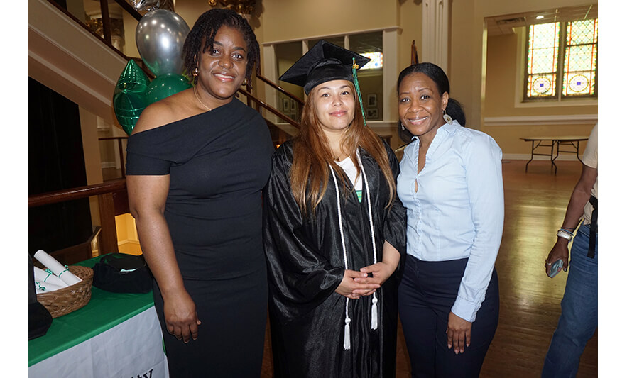 NCCTI Graduation 6-30-2023 Odette Phillip and Wanda Johnson with graduate for web