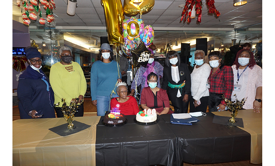 Extended Care 100th Birthday 12-13-2023 Edna Hill family and NCC staff for web